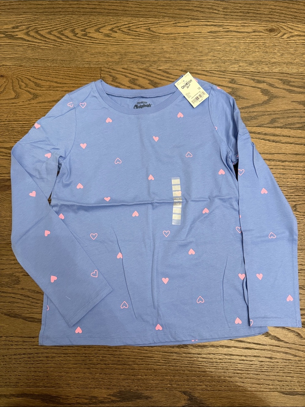 NWT Children's Blue+Pink Heart Print Long Sleeve Top
